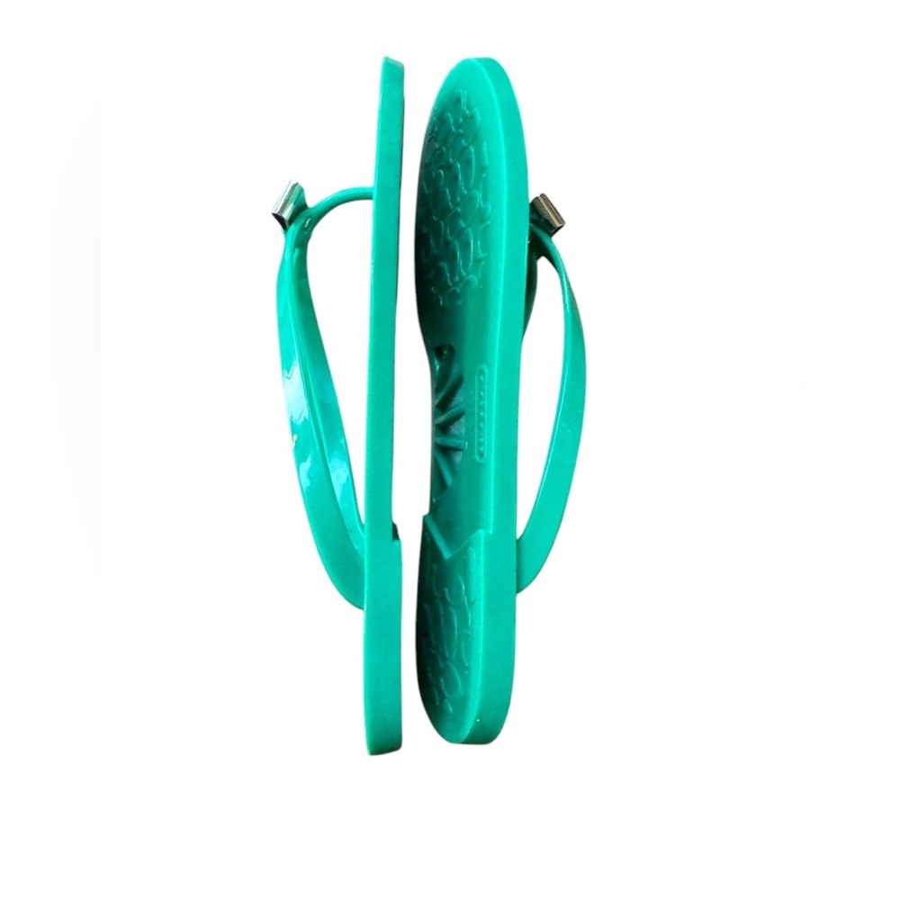 Coach Green and White Striped Flip Flops - Picture 5 of 6